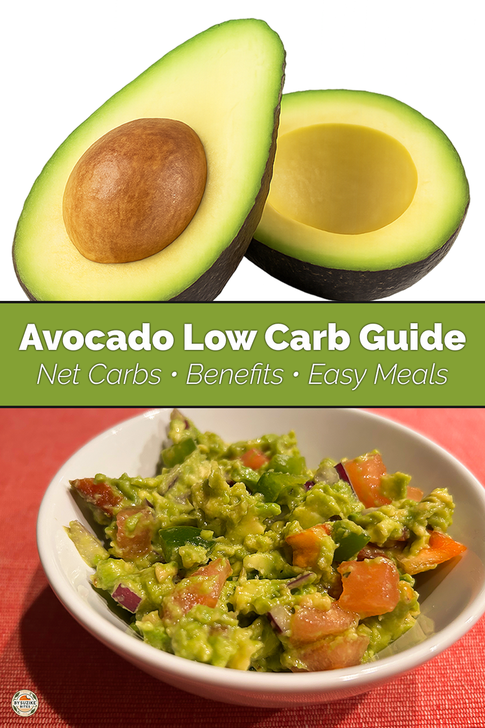avocado-low-carb-guide-pinterest Avocado Low Carb Guide β Learn nutrition facts, net carbs, and how to enjoy avocado on a low carb diet.