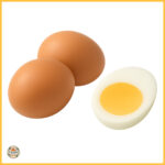 Eggs on a low carb diet featured image with whole eggs and a halved egg