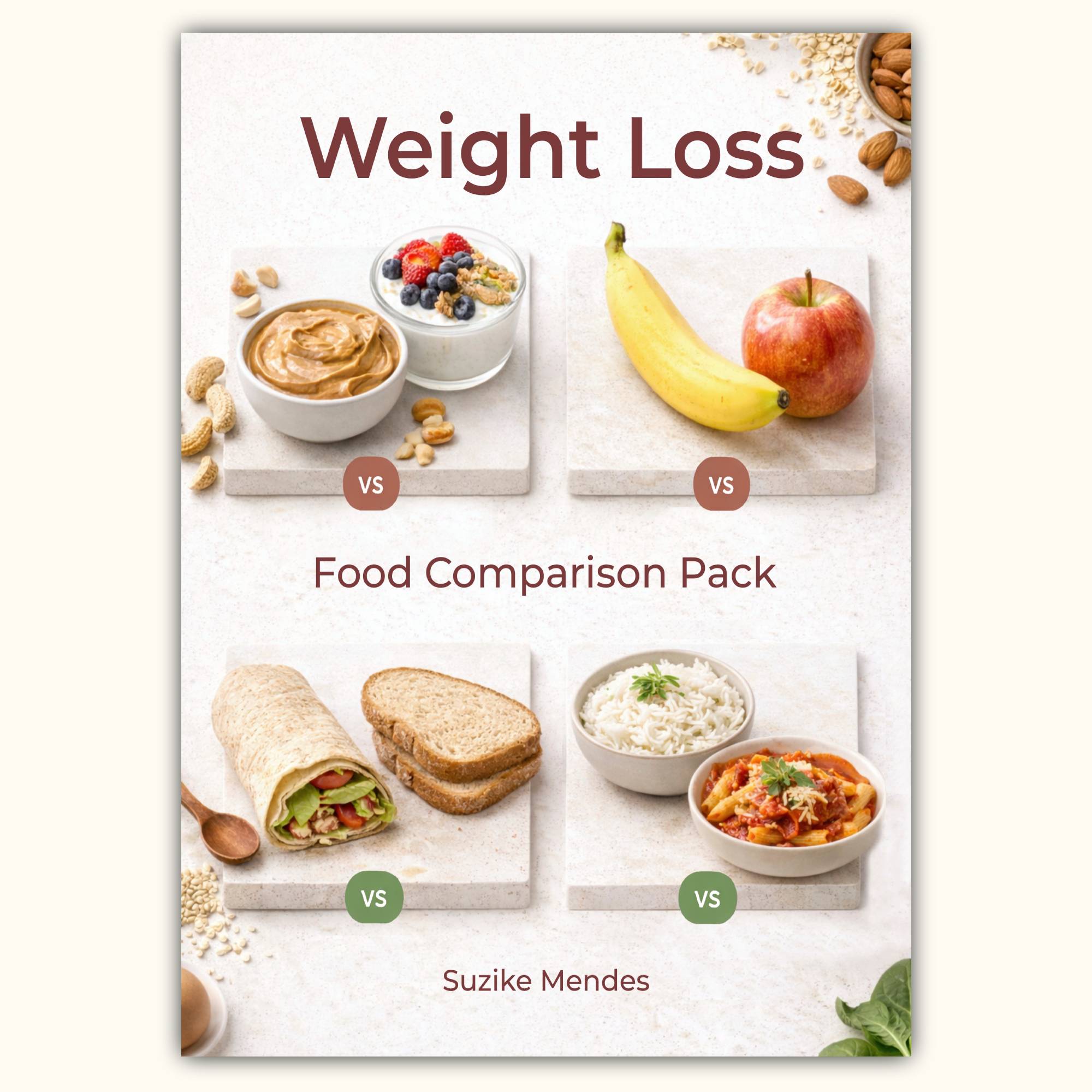 Weight loss food comparison pack for healthy eating and meal planning